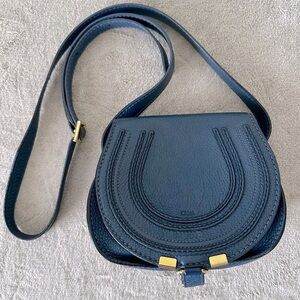Chloe Leather Mini Marcie Crossbody Navy Blue